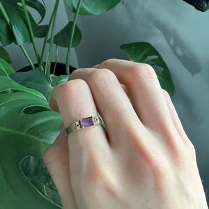 Vintage 14k gold amethyst diamond ring